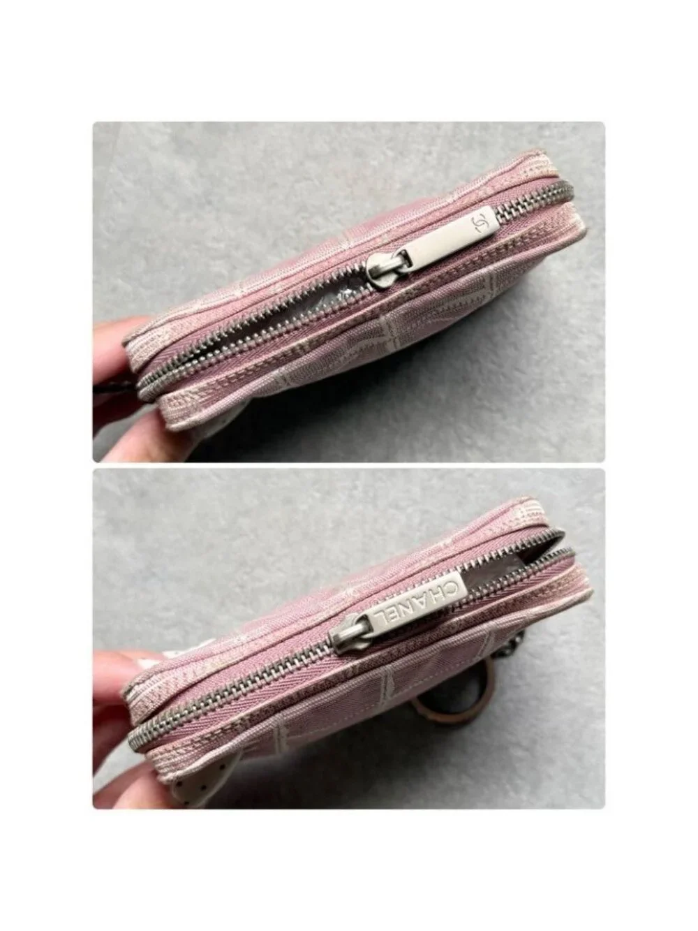 Chanel New Travel Line Coin Case Ring Mini Pouch Canvas Pink Coco